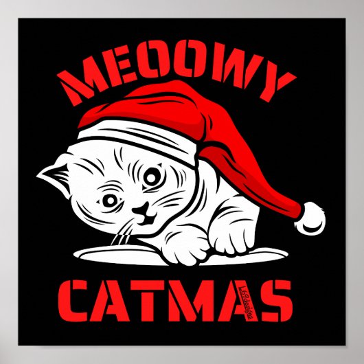 MEOWY CATMAS grappige kerstkat Poster (Voorkant)