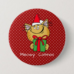 Meowy Catmas grote 3-inch Button met ronde binnenz