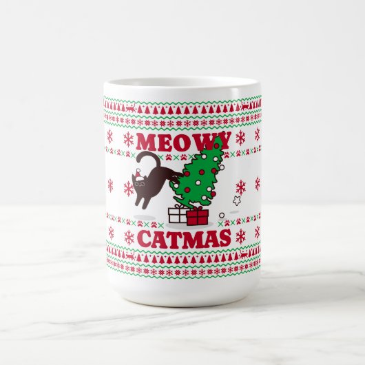Meowy Catmas Holiday Design – Feestelijk en leuk Koffiemok (Center)
