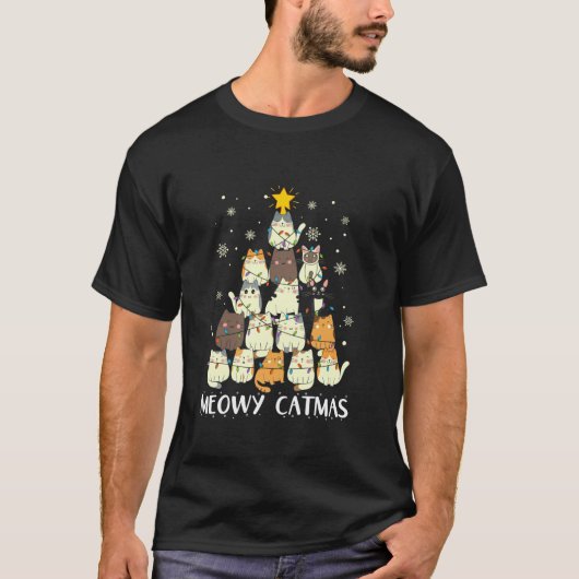 Meowy Catmas Kat Grappige Kerstboom Xmas Meisjes B T-shirt (Voorkant)