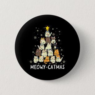 Meowy Catmas Kat Kerstboom Kerst Meisjes Jongens F Ronde Button 5,7 Cm