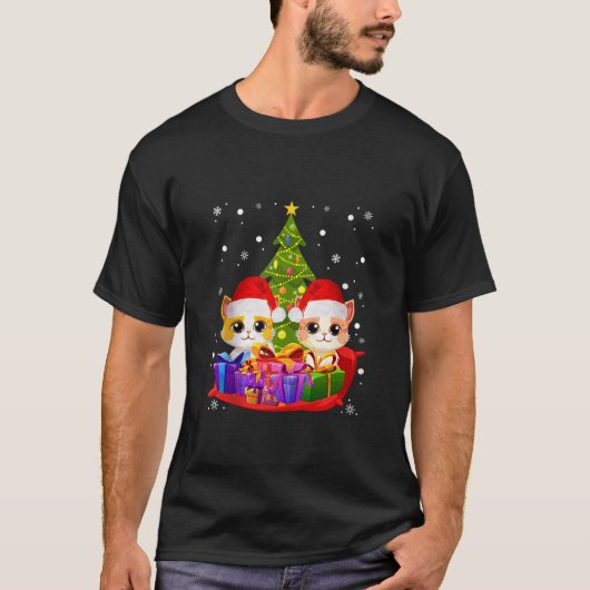 Meowy Catmas Kat Kerstboom Kerstmis Kerstmis Vakan T-shirt (Voorkant)