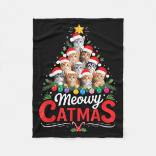 Meowy Catmas Kat Kerstboom Xmas Meisjes Jongens Fu Fleece Deken