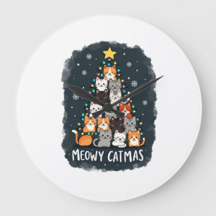 Meowy Catmas Kat Kerstboom Xmas Meisjes Jongens Fu Grote Klok