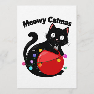 Meowy Catmas - Kat met kerstornament Kaart