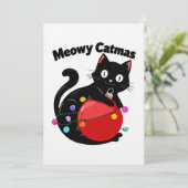 Meowy Catmas - Kat met kerstornament Kaart (Staand voorkant)