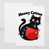Meowy Catmas - Kat met kerstornament Kaart (Voorkant / Achterkant)