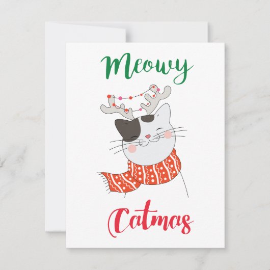 Meowy Catmas, Kat Vrolijk Kerstfeest Feestdagenkaart (Voorkant)