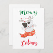 Meowy Catmas, Kat Vrolijk Kerstfeest Feestdagenkaart (Voorkant / Achterkant)