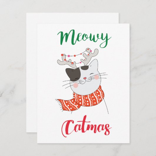 Meowy Catmas, Kat Vrolijk Kerstfeest Feestdagenkaart (Voorkant / Achterkant)