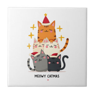 Meowy Catmas Katten Kerstboom Xmas (3) Tegeltje