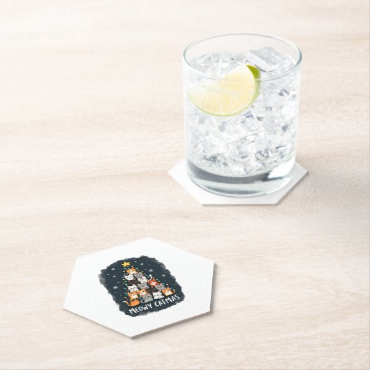 Meowy Catmas kerstboomkat kerstbomen Meisjes Boys  Kartonnen Onderzetters (Insitu)