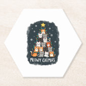 Meowy Catmas kerstboomkat kerstbomen Meisjes Boys  Kartonnen Onderzetters (Voorkant)