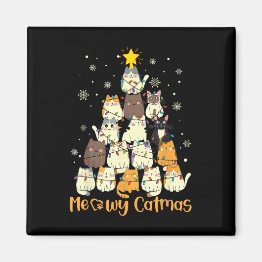Meowy Catmas kerstboomkat kerstbomen Meisjes Boys  Magneet (Voorkant)