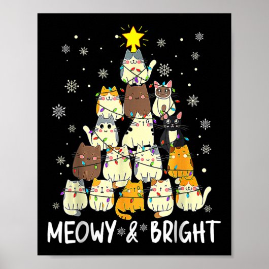 Meowy Catmas kerstboomkat kerstbomen Meisjes Boys  Poster (Voorkant)