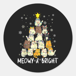 Meowy Catmas kerstboomkat kerstbomen Meisjes Boys  Ronde Sticker
