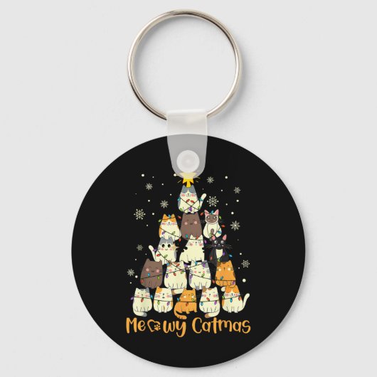 Meowy Catmas kerstboomkat kerstbomen Meisjes Boys  Sleutelhanger (Voorkant)