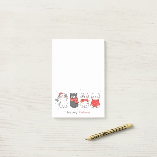 Meowy Catmas kerstkatten Post-it® Notes (Op bureau)