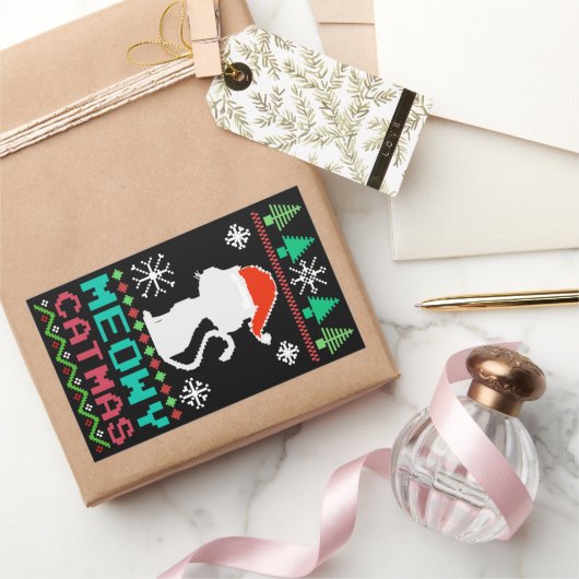 Meowy Catmas kerstkerstkerstkerstkerstkerstkerstke Rechthoekige Sticker (Geschenken)