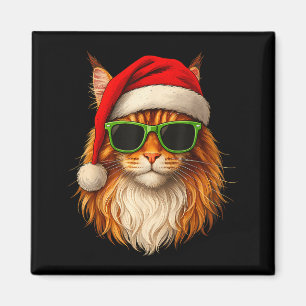 Meowy Catmas Kerstman Hoed Maine Coon Kat Kerstmis Magneet