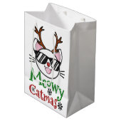 Meowy Catmas kerstmis Kitty Cat Red Nose Reindeer Medium Cadeauzakje (Voorkant Gekanteld)