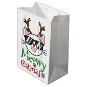 Meowy Catmas kerstmis Kitty Cat Red Nose Reindeer Medium Cadeauzakje (Achterkant Gekanteld)