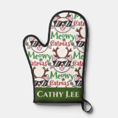 Meowy Catmas kerstmis Kitty Cat Red Nose Reindeer Ovenwant (Voorkant)