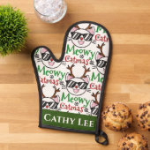 Meowy Catmas kerstmis Kitty Cat Red Nose Reindeer Ovenwant (Top down)