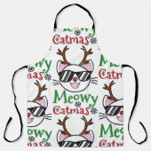 Meowy Catmas kerstmis Kitty Cat Red Nose Reindeer Schort (Voorkant)