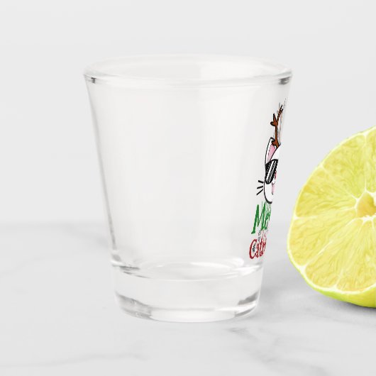 Meowy Catmas kerstmis Kitty Cat Red Nose Reindeer Shot Glas (Links)