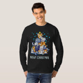 Meowy Catmas kerstmis met kerstboomlampjes met ker T-shirt (Voorkant volledig)