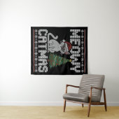 Meowy Catmas Knitted Cat Tapestry Wandkleed (In Situ (horizontaal))