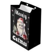 Meowy Catmas Medium Cadeauzakje (Voorkant Gekanteld)