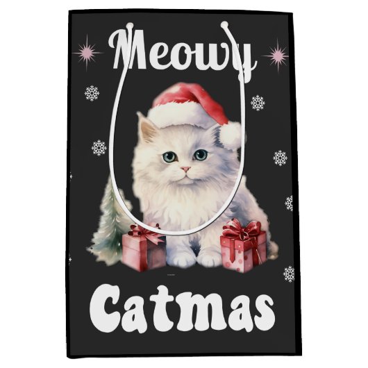 Meowy Catmas Medium Cadeauzakje (Voorkant)