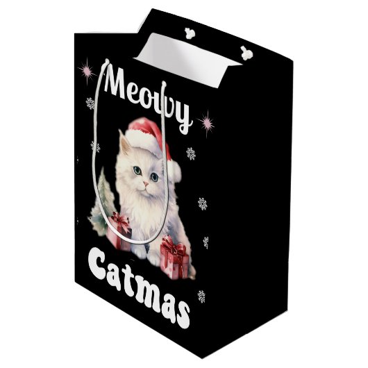 Meowy Catmas Medium Cadeauzakje (Achterkant Gekanteld)