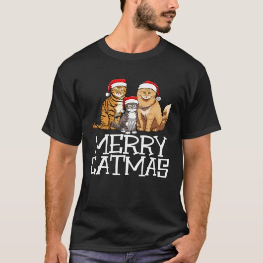 Meowy Catmas  Merry Christmas Cat  Gift T-shirt (Voorkant)