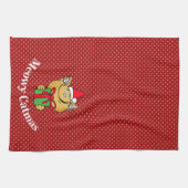 Meowy Catmas met kerstcadeaus keukenhanddoeken (Horizontaal)