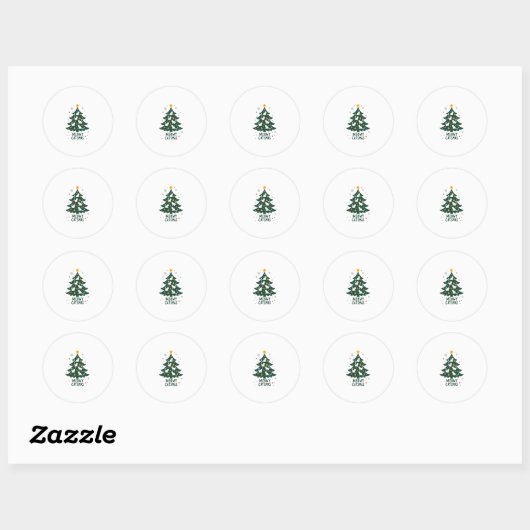 Meowy Catmas met kerstkerstbomen en kerstmis Funny Ronde Sticker (Vel)