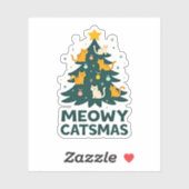 Meowy Catmas met kerstkerstbomen en kerstmis Funny Sticker (Vel)