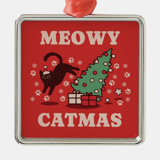 Meowy Catmas Metalen Ornament (Voorkant)