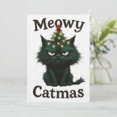 Meowy Catmas Moody cat Kaart (Staand voorkant)