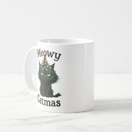 Meowy Catmas Moody cat Koffiemok (Voorkant links)