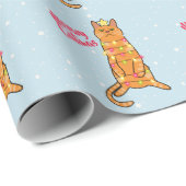 Meowy catmas pun grappig oranje kerstfeest cadeaupapier (Rol Hoek)