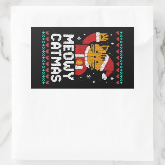 Meowy Catmas Rechthoekige Sticker (Tas)