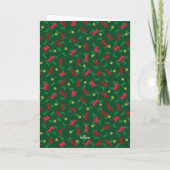 Meowy Catmas - Red Green Kerstmis Pattern Feestdagen Kaart (Achterkant)