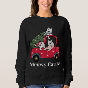 Meowy Catmas Red Truck Cat Kerstmis Pajama Trui