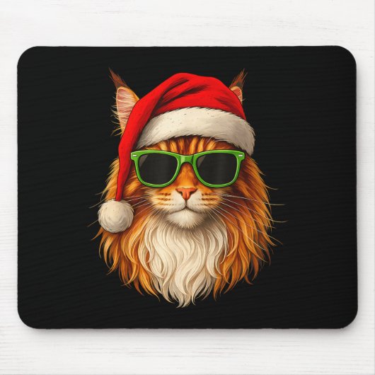 Meowy Catmas Santa Hat Maine Coon Cat Christmas Pa Muismat (Voorkant)