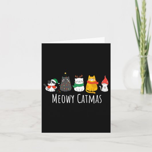 Meowy Catmas Schattige Cat Santa Hat Christmas Kit Kaart (Voorkant)