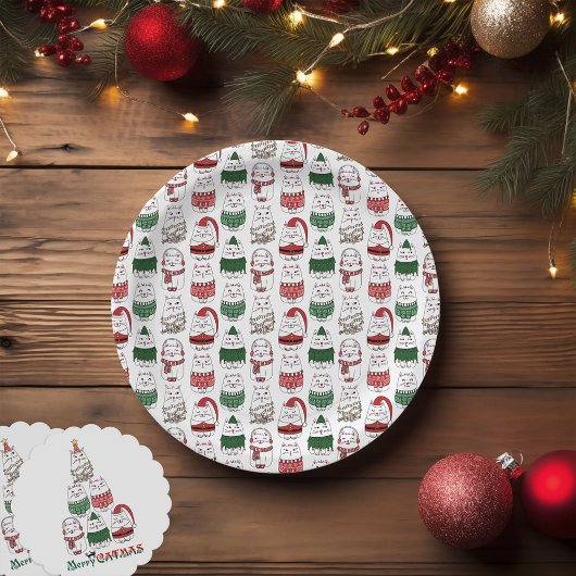 Meowy Catmas Schattige en Funny X-mas Cat Papieren Bordje