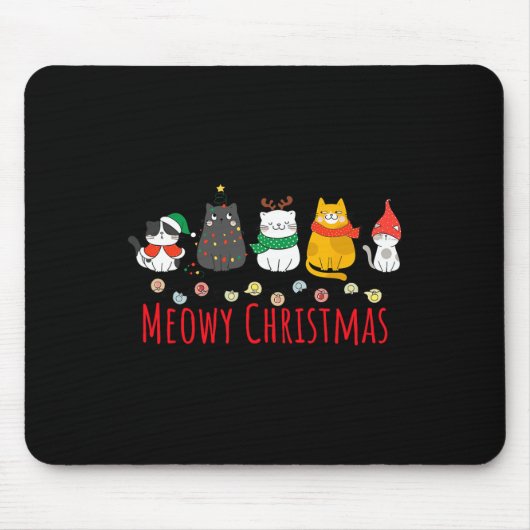 Meowy Catmas Schattige Kitten Cat Santa Hat Xmas H Muismat (Voorkant)
